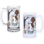 Ghostbastır Design Camdaki Kedi Kulplu Bira Bardağı Buzlu Veya Şeffaf Seçenekli 047 - 1 Adet - 500 ml