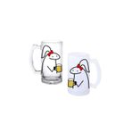 Ghostbastır Design Çizgi Kız Kulplu Bira Bardağı Buzlu Veya Şeffaf Seçenekli 050
