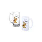 Ghostbastır Design Garfield Kulplu Bira Bardağı Buzlu Veya Şeffaf Seçenekli 077