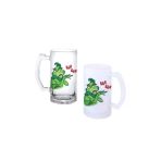 Ghostbastır Design Grinch Kulplu Bira Bardağı Buzlu Veya Şeffaf Seçenekli 082