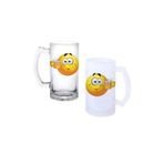 Ghostbastır Design İçen Emoji Kulplu Bira Bardağı Buzlu Veya Şeffaf Seçenekli 0104