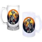 Ghostbastır Design Iskelet Içici Kulplu Bira Bardağı Buzlu Veya Şeffaf Seçenekli 0113 - 500 ml