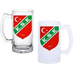 Ghostbastır Design Karşıyaka Spor Kulplu Bira Bardağı Buzlu Veya Şeffaf Seçenekli 0133 - 500 ml