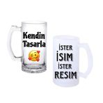 Ghostbastır Design Kendin Tasarla Bira Bardağı 500 cc Cam Buzlu veya Buzsuz Seçenekleriyle 0945