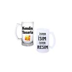 Ghostbastır Design Kişiye Özel Kulplu Bira Bardağı Buzlu Veya Şeffaf Seçenekli 0140