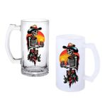 Ghostbastır Design Kovboy İskelet Bira Bardağı 500 cc Cam Buzlu veya Buzsuz Seçenekleriyle 0241