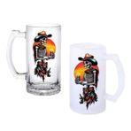 Ghostbastır Design Kovboy İskelet Bira Bardağı 500 cc Cam Buzlu veya Buzsuz Seçenekleriyle 0241