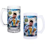 Ghostbastır Design Messi Kulplu Bira Bardağı Buzlu Veya Şeffaf Seçenekli 0159 - 500 ml