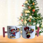 Ghostbastır Design Ressam Mickey ve Minnie Kahve Fincan Takımı 021 - Beyaz- Renkli - 185 ml
