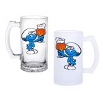 Ghostbastır Design Şirinler Bira Bardağı 500 cc Cam Buzlu veya Buzsuz Seçenekleriyle 1088