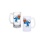 Ghostbastır Design Şirinler Kulplu Bira Bardağı Buzlu Veya Şeffaf Seçenekli 0224