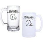 Ghostbastır Design Yıkılmadım Kulplu Bira Bardağı Buzlu Veya Şeffaf Seçenekli 0251 - 1 Adet - 500 ml