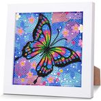 Giahism Kelebek elmas boyama seti, çerçeveli, kelebek elmas sanatı, 8 – 12 yaş arası çocuklar için, elmas boyama, güzel hediye paketi ile (15 x 15 cm)