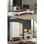 Giallo Genç Odası - 3 Kapılı Dolap, Karyola, Komodin, Masa, Şifonyer
