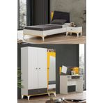 Giallo Genç Odası - 3 Kapılı Dolap, Karyola, Komodin, Masa
