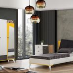 Giallo Genç Odası - 3 Kapılı Dolap, Karyola, Komodin, Şifonyer