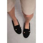 Giamgia Store Püsküllü Boncuk Detaylı Süet Makosen Loafer Ayakkabı - Siyah