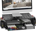 gianotter Masa Bilgisayar Monitörü Çekmeceli ve 2 Kalem Tutuculu Stand Yükseltici, Masa Aksesuarları ve Çalışma Alanı Masa Düzenleyicileri, Ofis Malzemeleri için Masaüstü Düzenleyici (Siyah)