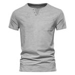 Gibz Casual Slim-Fit Gri V Yaka Erkek T-shirt
