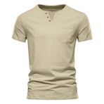 Gibz Casual Slim-Fit Haki V Yaka Erkek T-shirt