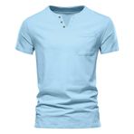 Gibz Casual Slim-Fit Mavi Light Blue V Yaka Erkek T-shirt