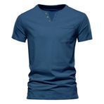 Gibz Casual Slim-Fit Mavi V Yaka Erkek T-shirt