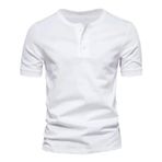 Gibz Henley Slim-Fit Beyaz Bisiklet Yaka Erkek T-shirt