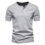 Gibz Henley Slim-Fit Gri Bisiklet Yaka Erkek T-shirt