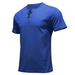 Gibz Henley Slim Fit Mavi V Yaka Erkek T-shirt