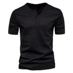 Gibz Henley Slim-Fit Siyah Bisiklet Yaka Erkek T-shirt