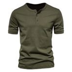 Gibz Henley Slim-Fit Yeşil Bisiklet Yaka Erkek T-shirt