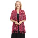 GIBZ Kadın Simli Şal İnce Yumuşak Örgü Çiçekli Sargılar Püsküllü Payetler Düğün Gece Elbiseleri için, kırmızı (Light Red), One Size