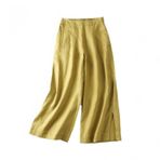 Gibz Palazzo Yellow Geniş Bacak Kadın Keten Pantolon