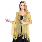 GIBZ Püsküllü Şal Kadınlar için İnce İpek Simli Sargılar Düğün Gece Elbiseleri için Yumuşak, Yellow, One Size