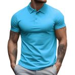 Gibz Retro Mavi Light Blue Yarım Kollu Yuvarlak Yaka Erkek T-shirt