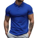 Gibz Retro Mavi Yarım Kollu Yuvarlak Yaka Erkek T-shirt