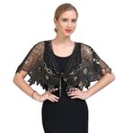 GIBZ Simli Şal ve Sargılar Kadınlar için Payetli Akşam Pelerini Vintage 1920'ler Parti için Örtü, altın, One Size