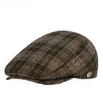 Gibz Vintage Tüvit Ekose Earflap Cabbie Kahve Düz Erkek Şapka