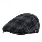 Gibz Vintage Tüvit Ekose Earflap Cabbie Mavi Düz Erkek Şapka
