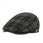 Gibz Vintage Tüvit Ekose Earflap Cabbie Siyah Düz Erkek Şapka