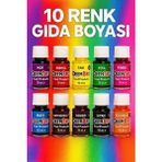 Gıda Boyası Seti 10 Adet 10 Renk 10 ml x 10 Adet Su Bazlı Sıvı Gıda Boyaları 10 Lü