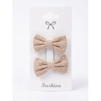 GİDEGO ACCESSORIES 2'li Keten Puantiyeli Klips Toka, Kahverengi