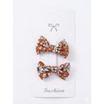 GİDEGO ACCESSORIES Çiçekli Fiyonk Klipsli Toka, Kahverengi, Tek Ebat