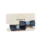 GİDEGO ACCESSORIES Mavi Mini Fiyonk Kurdele Saç Tokası, 2'li Set (Model-4)