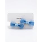 GİDEGO ACCESSORIES Mavi Mini Fiyonk Kurdele Saç Tokası, 2'li Set (Model-6)