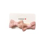 GİDEGO ACCESSORIES Pembe Mini Fiyonk Kurdele Saç Tokası, 2'li Set (Model-6)