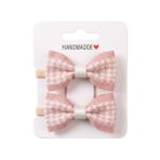 GİDEGO ACCESSORIES Pembe Mini Fiyonk Kurdele Saç Tokası, 2'li Set (Model-9)