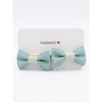 GİDEGO ACCESSORIES Yeşil Mini Fiyonk Kurdele Saç Tokası, 2'li Set (Model-4)