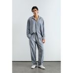 GIESTO ERKEK OVERSIZE EFEKTLİ KADİFE MAVİ GÖMLEK