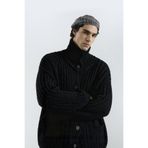 GIESTO KALIN ÖRGÜLÜ OVERSIZE SİYAH HIRKA